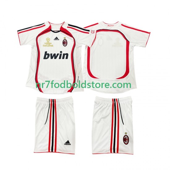 AC Milan Trøje 2007 Retro Børn Udebane Fodboldsæt 2006 Kortærmet