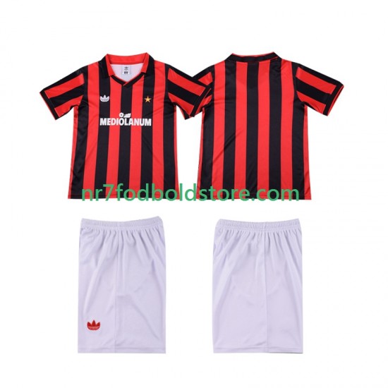 AC Milan Trøje 1990 1991 Retro Børn Hjemmebane Fodboldsæt Kortærmet