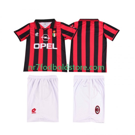 AC Milan Trøje 1996 1997 Retro Børn Hjemmebane Fodboldsæt Kortærmet