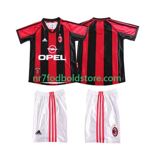 AC Milan Trøje Retro Børn Hjemmebane Fodboldsæt 1998 1999 Kortærmet