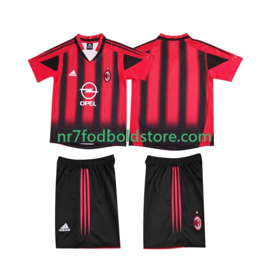 AC Milan Trøje 2005 Retro Børn Hjemmebane Fodboldsæt 2004 Kortærmet