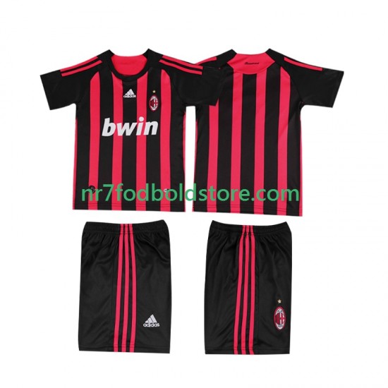 AC Milan Trøje 2009 Retro Børn Hjemmebane Fodboldsæt 2008 Kortærmet