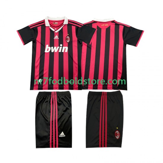 AC Milan Trøje 2009 Retro Børn Hjemmebane Fodboldsæt 2010 Kortærmet