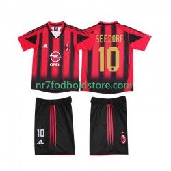 AC Milan Trøje SEEDORF 10 2005 Retro Børn Hjemmebane Fodboldsæt 2004 Kortærmet