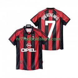 AC Milan Trøje SHEVCHENKO 7 Retro Mænd Hjemmebane Fodboldsæt 1998 1999 Kortærmet