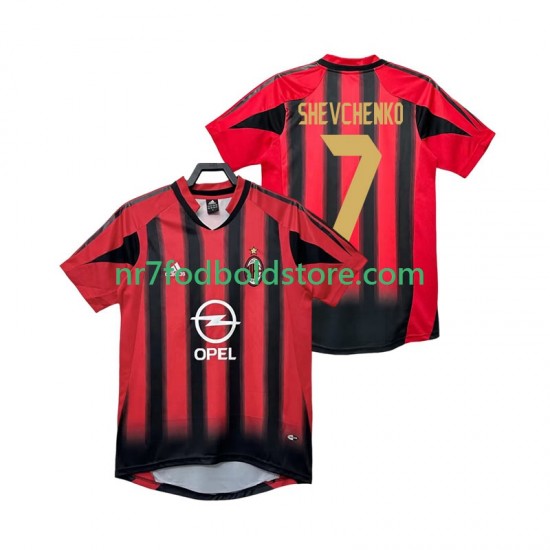 AC Milan Trøje SHEVCHENKO 7 2005 Retro Mænd Hjemmebane Fodboldsæt 2004 Kortærmet