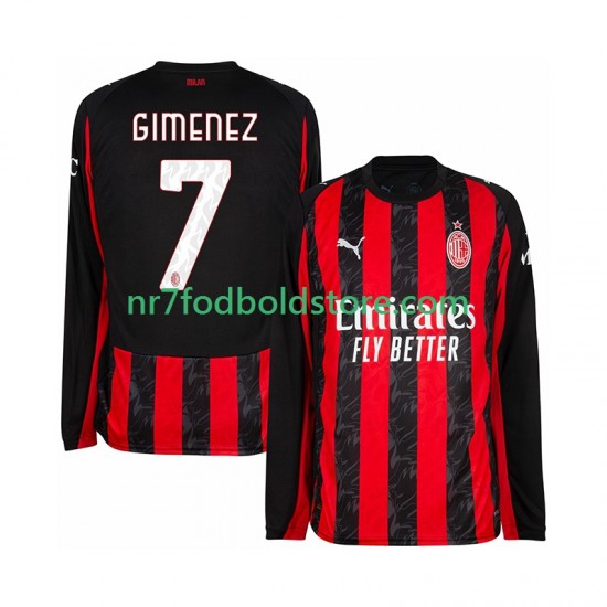 AC Milan Trøje Santiago Gimenez 7 Mænd Hjemmebane Fodboldsæt 2025-2026 Langærmet