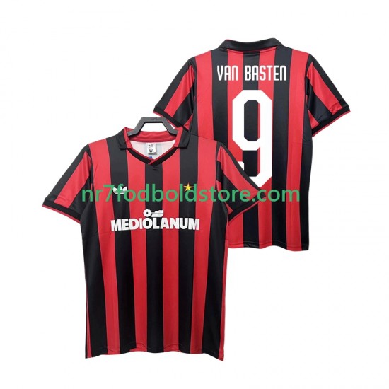 AC Milan Trøje VAN BASTEN 9 1990 1991 Retro Mænd Hjemmebane Fodboldsæt Kortærmet