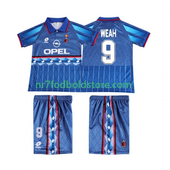 AC Milan Trøje WEAH 9 1995 1996 Retro Børn Udebane Fodboldsæt Kortærmet