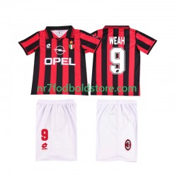 AC Milan Trøje WEAH 9 1996 1997 Retro Børn Hjemmebane Fodboldsæt Kortærmet