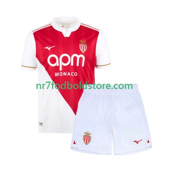 AS Monaco Trøje Børn Hjemmebane Fodboldsæt 2025-2026 Kortærmet