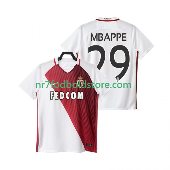 AS Monaco Trøje Mbappé 29 2016 2017 Mænd Hjemmebane Fodboldsæt Kortærmet