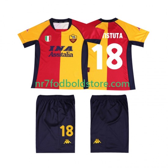 AS Roma Trøje BATISTUTA 18 2001 Retro Børn Hjemmebane Fodboldsæt Kortærmet