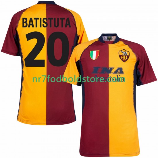 AS Roma Trøje Batistuta 20 2000 2001 Retro Mænd Hjemmebane Fodboldsæt Kortærmet