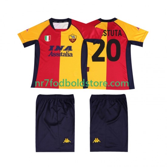 AS Roma Trøje Batistuta 20 2000 2001 Retro Børn Hjemmebane Fodboldsæt Kortærmet