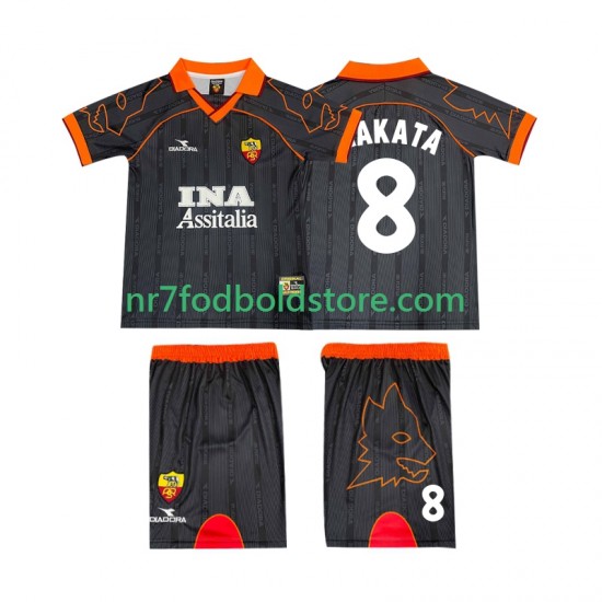 AS Roma Trøje NAKATA 8 2000 Retro Børn Udebane Fodboldsæt 1999 Kortærmet