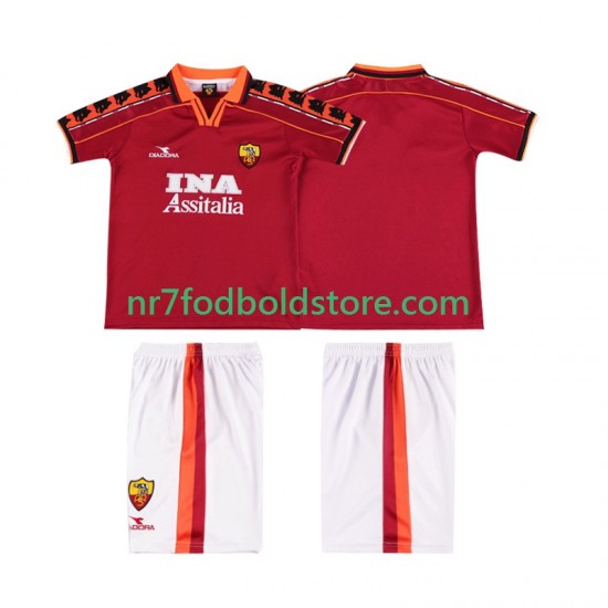 AS Roma Trøje Retro Børn Hjemmebane Fodboldsæt 1998 1999 Kortærmet