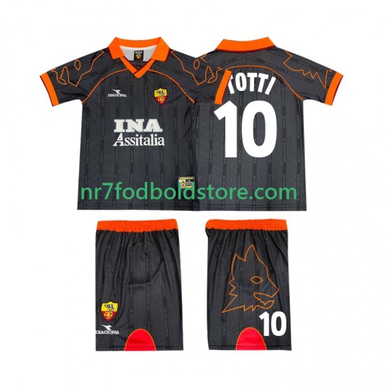 AS Roma Trøje TOTTI 10 2000 Retro Børn Udebane Fodboldsæt 1999 Kortærmet