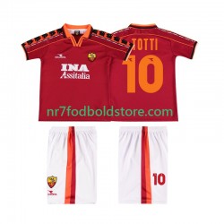AS Roma Trøje TOTTI 10 Retro Børn Hjemmebane Fodboldsæt 1998 1999 Kortærmet