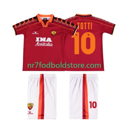 AS Roma Trøje TOTTI 10 Retro Børn Hjemmebane Fodboldsæt 1998 1999 Kortærmet