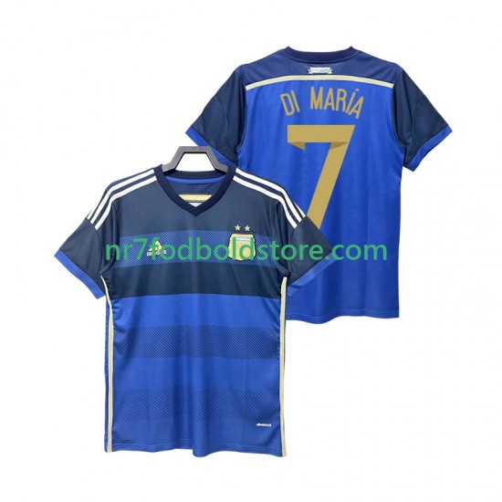 Argentina Trøje DI MARIA 7 2014 Retro Mænd Udebane Fodboldsæt Kortærmet
