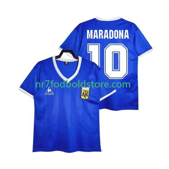 Argentina Trøje MARADONA 10 1986 Retro Mænd Udebane Fodboldsæt Kortærmet
