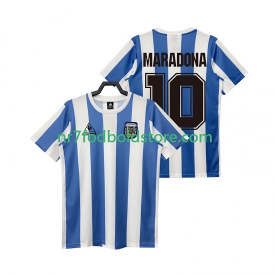 Argentina Trøje MARADONA 10 1986 Retro Mænd Hjemmebane Fodboldsæt Kortærmet