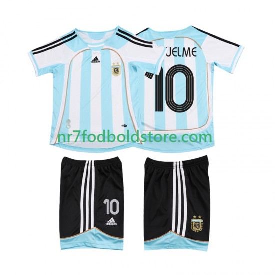 Argentina Trøje RIQUELME 10 2007 Retro Børn Hjemmebane Fodboldsæt 2006 Kortærmet