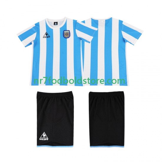 Argentina Trøje 1986 Retro Børn Hjemmebane Fodboldsæt Kortærmet