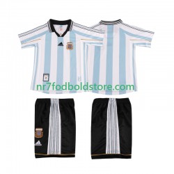 Argentina Trøje Retro Børn Hjemmebane Fodboldsæt 1998 Kortærmet