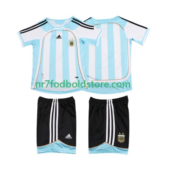 Argentina Trøje 2007 Retro Børn Hjemmebane Fodboldsæt 2006 Kortærmet