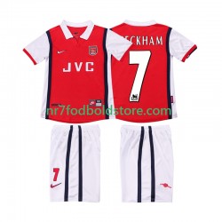 Arsenal Trøje BECKHAM 7 Retro Børn Hjemmebane Fodboldsæt 1998 1999 Kortærmet