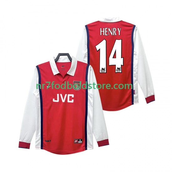 Arsenal Trøje Henry 14 Retro Mænd Hjemmebane Fodboldsæt 1998 1999 Langærmet