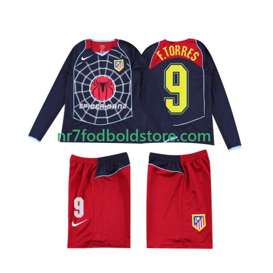 Atlético Madrid Trøje F TORRES 9 2005 Retro Børn Udebane Fodboldsæt 2004 Langærmet