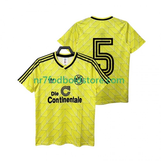 Borussia Dortmund Trøje 5 1988 1989 Retro Mænd Hjemmebane Fodboldsæt Kortærmet