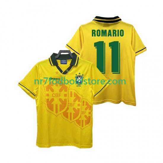Brasilien Trøje ROMARIO 11 Retro Mænd Hjemmebane Fodboldsæt 1994 Kortærmet