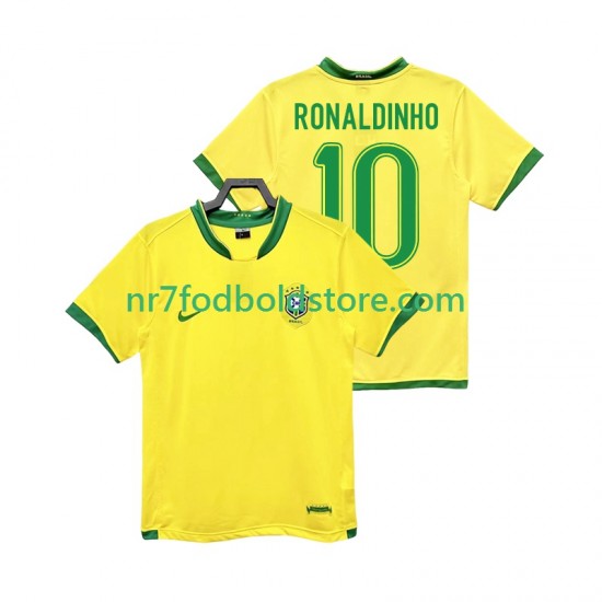 Brasilien Trøje RONALDINHO 10 Retro Mænd Hjemmebane Fodboldsæt 2006 Kortærmet