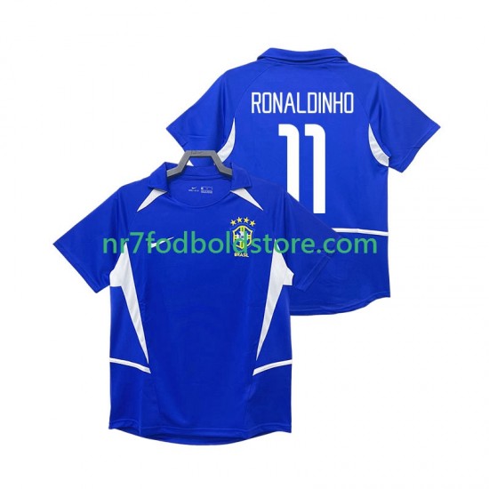 Brasilien Trøje RONALDINHO 11 Retro Mænd Udebane Fodboldsæt 2002 Kortærmet