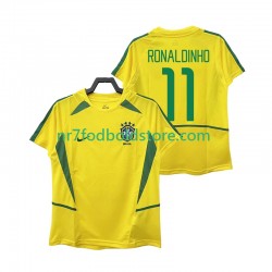 Brasilien Trøje RONALDINHO 11 Retro Mænd Hjemmebane Fodboldsæt 2002 Kortærmet
