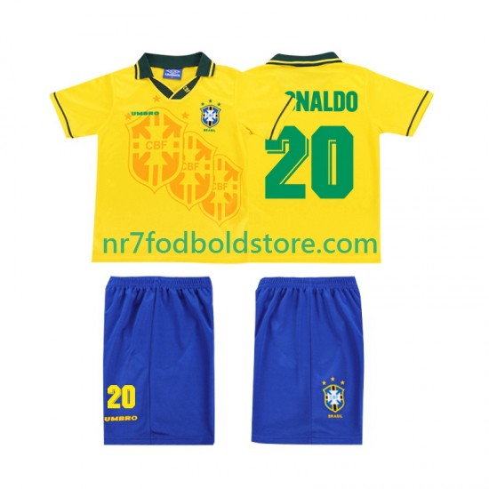 Brasilien Trøje RONALDO 20 Retro Børn Hjemmebane Fodboldsæt 1994 Kortærmet