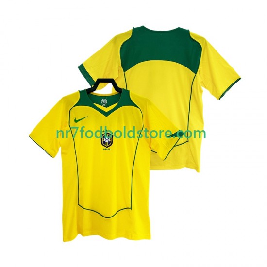 Brasilien Trøje Retro Mænd Hjemmebane Fodboldsæt 2004 Kortærmet