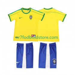 Brasilien Trøje Retro Børn Hjemmebane Fodboldsæt 1998 Kortærmet