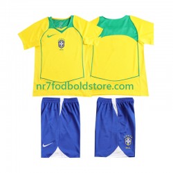 Brasilien Trøje Retro Børn Hjemmebane Fodboldsæt 2004 Kortærmet