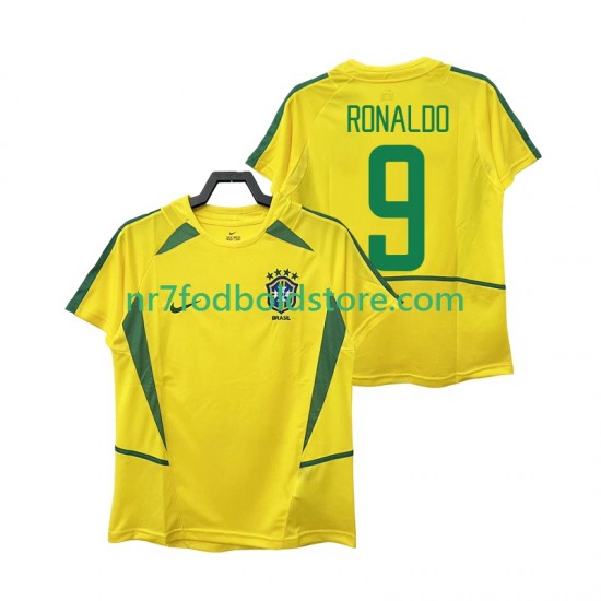 Brasilien Trøje Ronaldo 9 Retro Mænd Hjemmebane Fodboldsæt 2002 Kortærmet