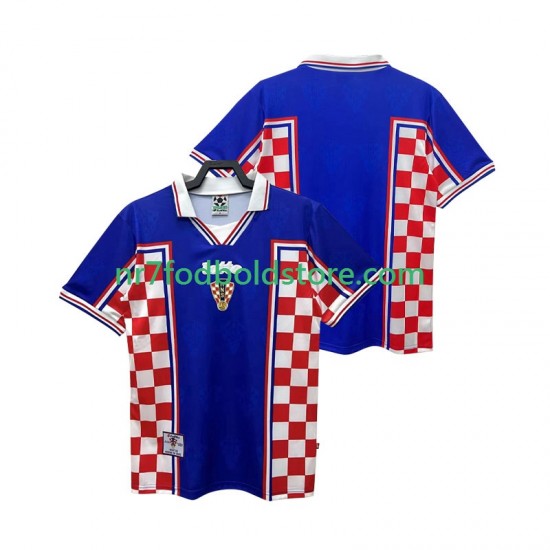 Kroatien Trøje Retro Mænd Udebane Fodboldsæt 1998 Kortærmet