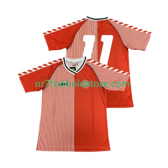 Danmark Trøje 11 1986 Retro Mænd Hjemmebane Fodboldsæt Kortærmet