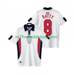 England Trøje BATTY 8 Retro Mænd Hjemmebane Fodboldsæt 1998 Kortærmet