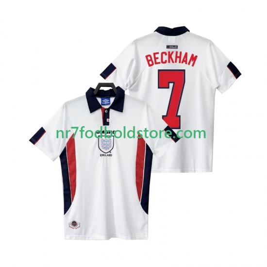 England Trøje BECKHAM 7 Retro Mænd Hjemmebane Fodboldsæt 1998 Kortærmet