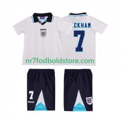 England Trøje Beckham 7 1996 Retro Børn Hjemmebane Fodboldsæt Kortærmet