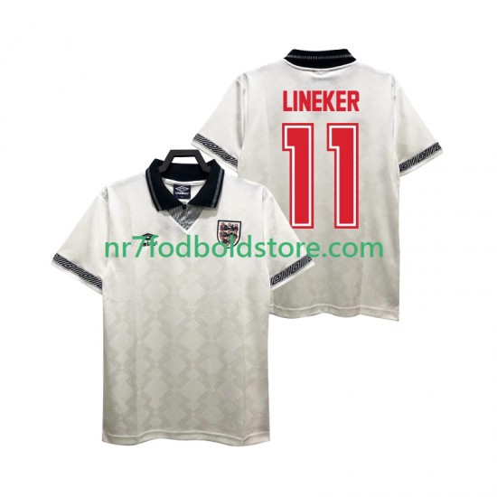 England Trøje LINEKER 11 1990 Retro Mænd Hjemmebane Fodboldsæt Kortærmet